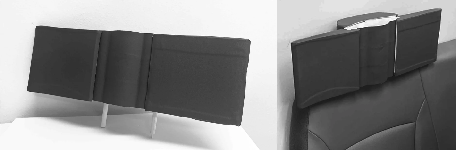 Prototype integrated with existing vehicle headrest